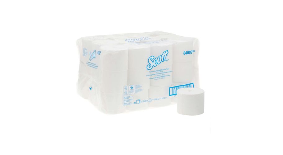 Scott toiletpapier kokerloos 36x1000vel wit, 2 laags