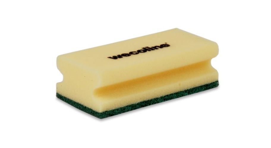 Schuurspons geel/groen groot 10 stuk met handgreep, 15 x 9 x 4,5 cm