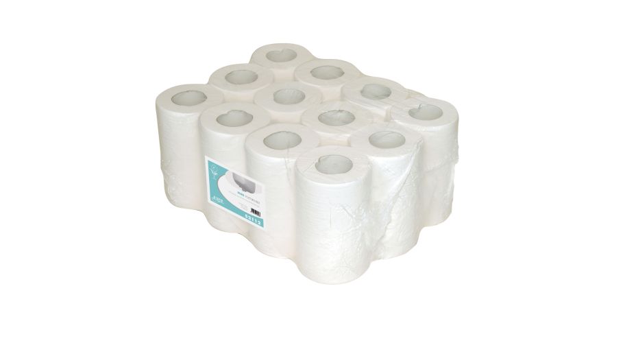 EcoWipe poetsrol mini wit 1 lgs 12x120m. cellulose, met koker (55)