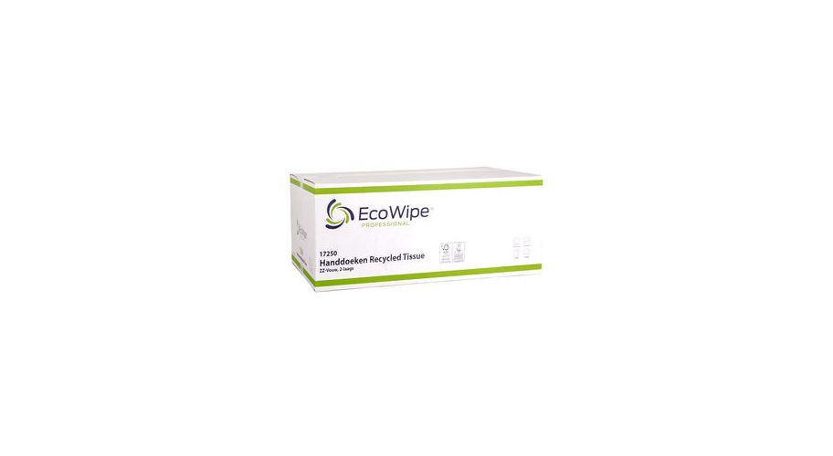 EcoWipe handdoek Z-vouw 2 lgs 25x23cm 3200 st. recycled tissue wit (32)