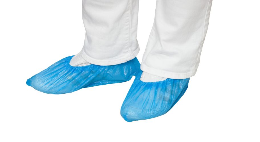 Schoenovertrek PE Blauw geruwd XL 15 x 41 cm, handmade p.ds. 20x100 st.