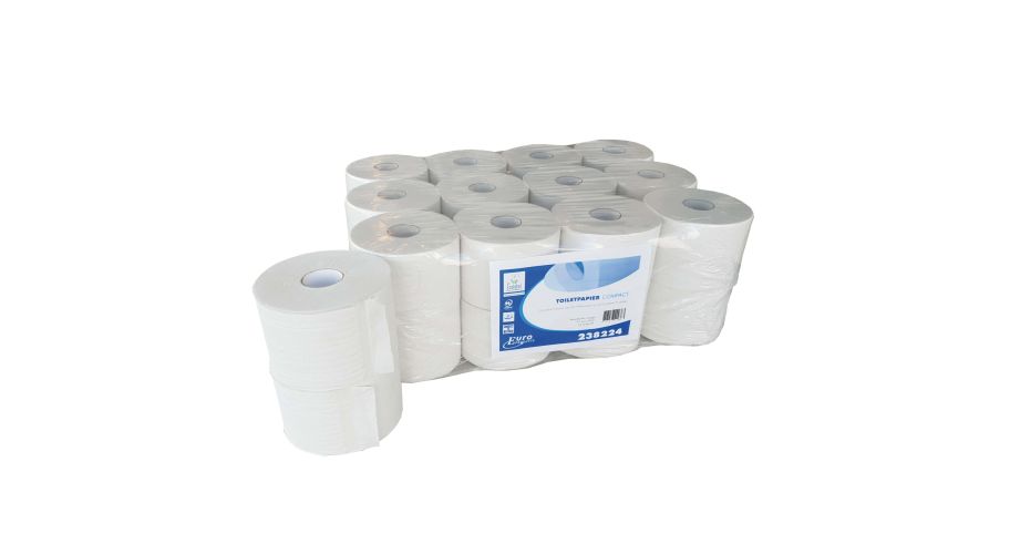 Ecowipe compact toiletpapier 24x100m Recycled Hoogwit 2 laags
