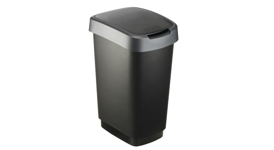Afvalbak Twist 25 L. zwart/zilver VB135391