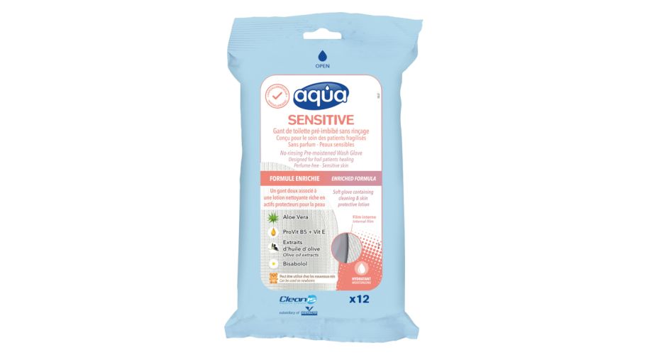 Aqua Sensitive vochtige washandjes Doos 12 x 12 stuks