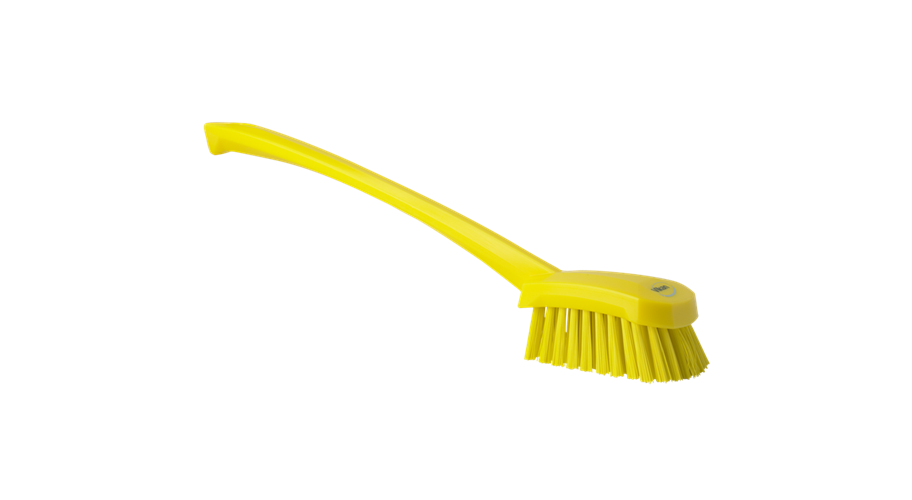 Vikan Afwasborstel hard met lange steel geel 41.5 cm