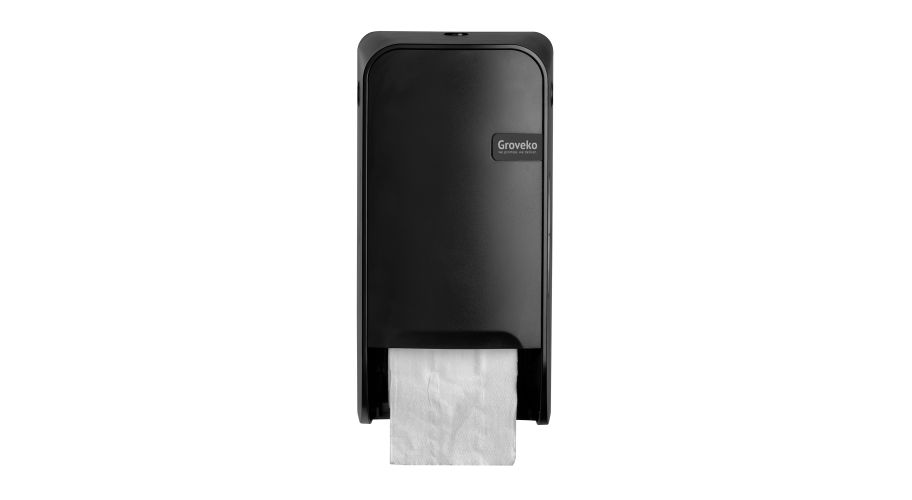 Quartz Black doppenroldispenser 323x167x163, Groveko- logo