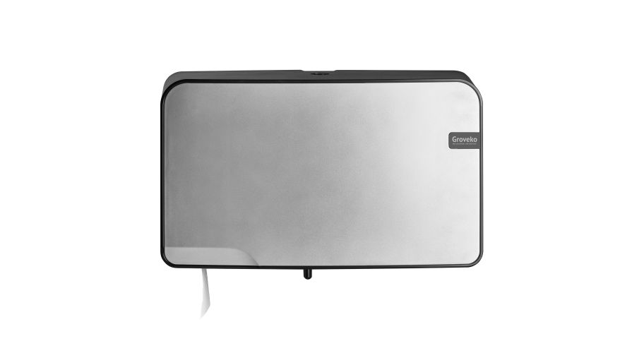 Quartz Silver mini jumbo duo toiletrolhouder, Groveko- logo
