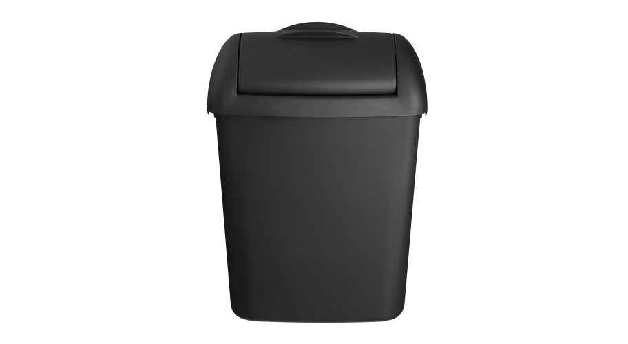 Quartz Black dameshygiënecontainer 8L Mat, met deksel en muurbevestiging