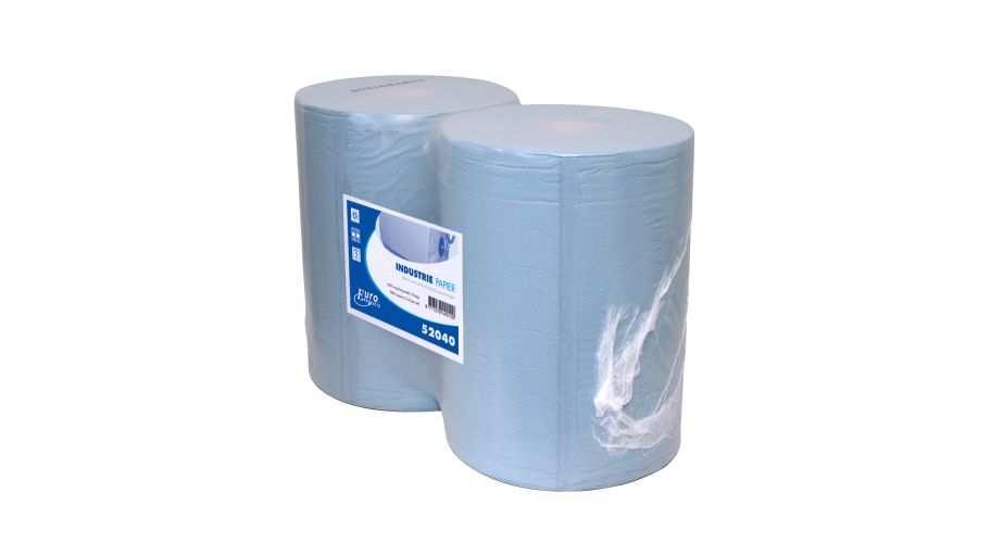 Euro industrierol blauw 2 laags 2x400 m. gerecyceld 37 cm breed (30)