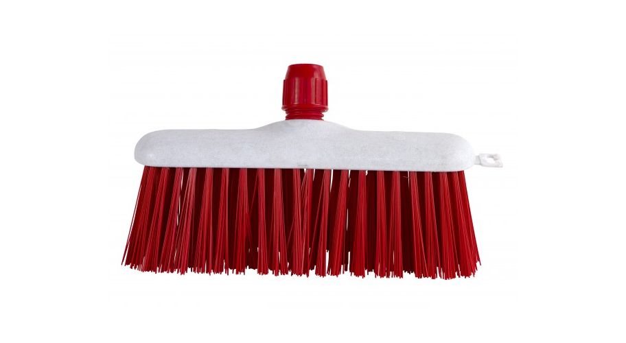 Straatbezem kunststof 30cm kunstvezel rood