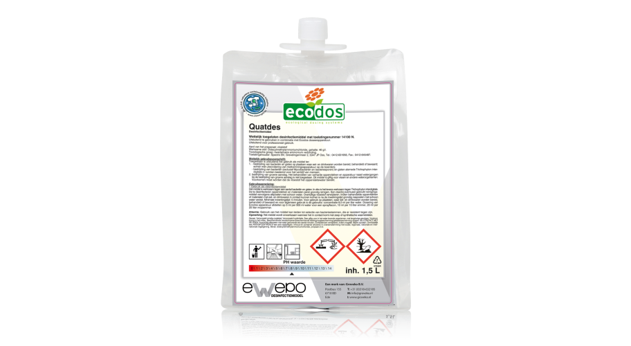 Ewepo Ecodos Easy desinfectie 2x1,5 L. Quatdes - Toelatingsnummer 14100 N.