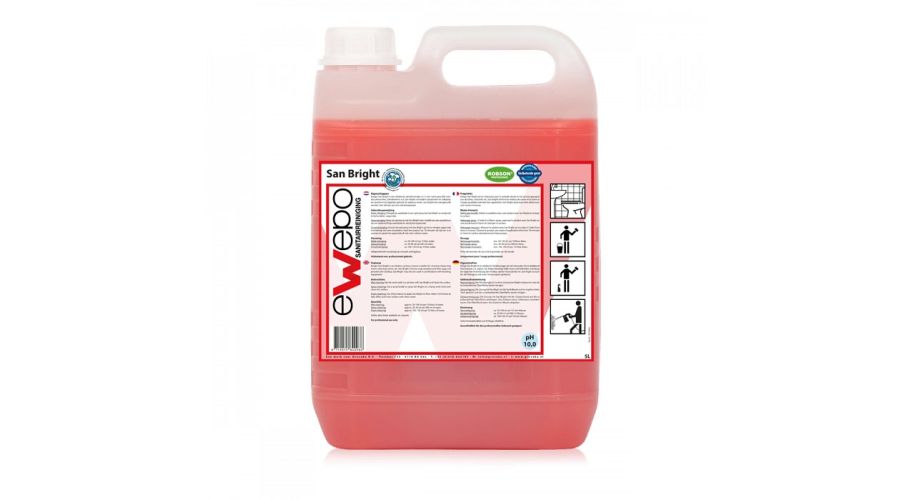 Ewepo San Bright 2x5 L. Dagelijkse alkalische sanitairreiniger