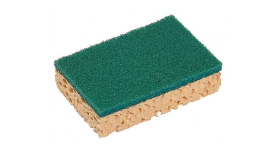 Sponrex 74 geel/groen schuurspons 10 st. viscose 130x84x28mm.