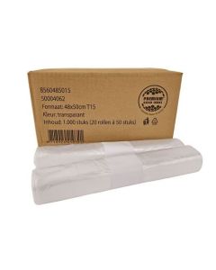 Afvalzak HDPE T15 48 x 50 cm transparant 20 x 50 stuks