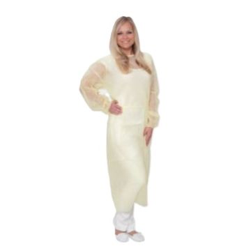 Isolatie schort lange mouw XL 10x10 stuks elastisch band geel