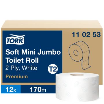 Tork Toiletpapier mini jumbo T2 2-laags wit  - 12 x 170 meter