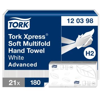 Tork Handdoek Xpress advanced zacht H2 2-laags wit- 21 x 180 vellen