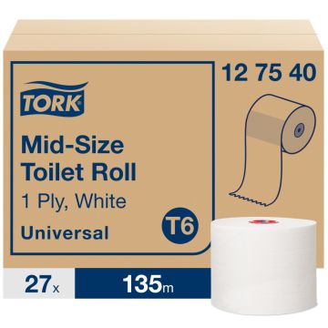 Tork Toiletpapier universal mid size T6 1-laags wit - 27 x 135 meter