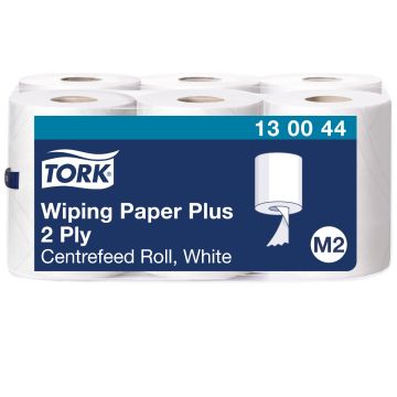 Tork Poetsrol centrefeed plus M2 2-laags wit - 6 x 368 vellen