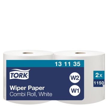 Tork Poetsrol W1/2 1-laags wit , 2 x 1150 vellen