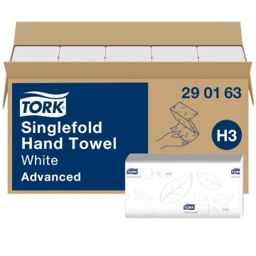 Tork Handdoek advanced singlefold zacht H3 2-laags wit - 15 x 250 vellen