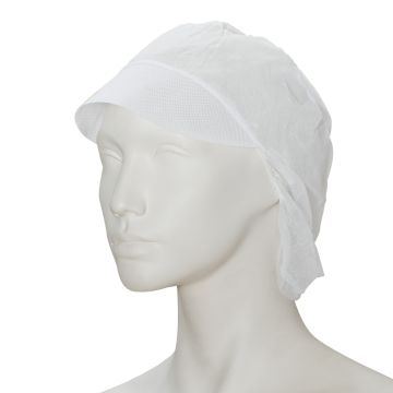Pet met klep + haarnet wit