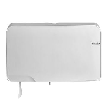 Quartz White mini jumbo duo toiletrolhouder, Groveko- logo