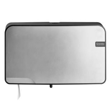 Quartz Silver mini jumbo duo toiletrolhouder, Groveko- logo