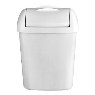 Quartz White dameshygiënecontainer  8L Mat, met deksel en muurbevestiging