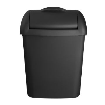 Quartz Black dameshygiënecontainer  8L Mat, met deksel en muurbevestiging