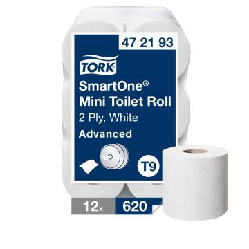 Tork Toiletpapier advanced mini T9 2-laags wit - 12 x 620 vellen