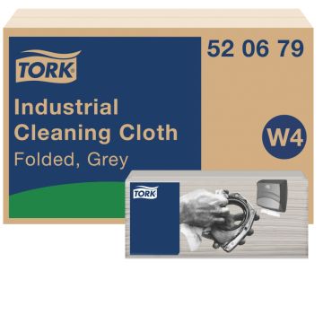 Tork Reinigingsdoek industrial gevouwen W4 1-laags grijs - 4 x 120 vellen