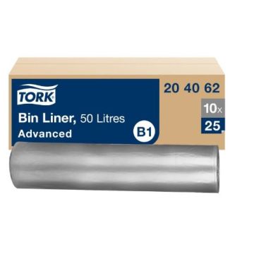 Tork Afvalzak B1 transparant 50 liter 10 x 25 stuks