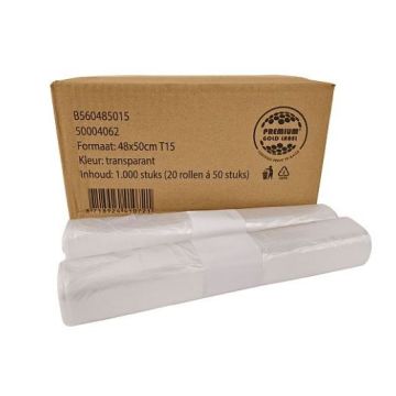 Afvalzak HDPE T15 48 x 50 cm transparant 20 x 50 stuks