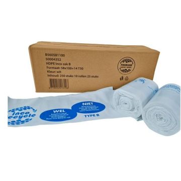 Comfortwaste luierzak wit T30 250 stuks Type B 58 x110cm