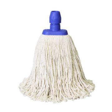 Minimop katoen wit 250 gram profi, steelverbinding blauw