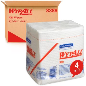 Wypall Poetsdoek X80 1-laags wit 4 x 50 vel