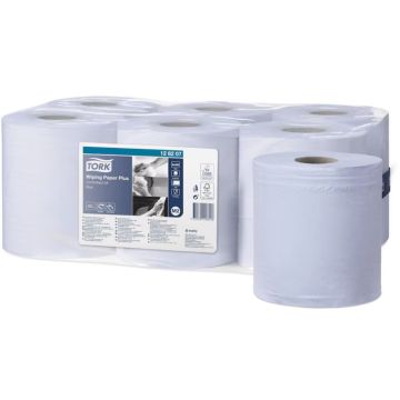 Tork Poetsrol centrefeed plus M2 2-laags blauw, 6 x 450 vel