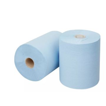EcoWipe handdoekrol Mini Matic XL blauw 2 laags,  6x165m.