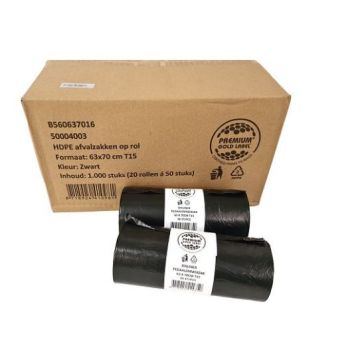 Afvalzak HDPE T15 63 x 70 cm zwart 20 x 50 stuks