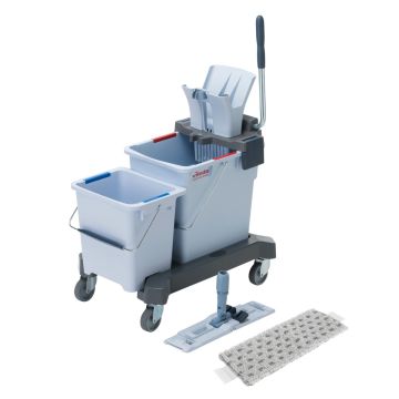 Vileda US Pro double bucket starter kit emmer 25 liter + 8 liter, r-microspeed Plus mop