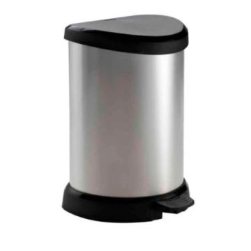 Pedaalemmer Decobin zilver/zwart 15 liter