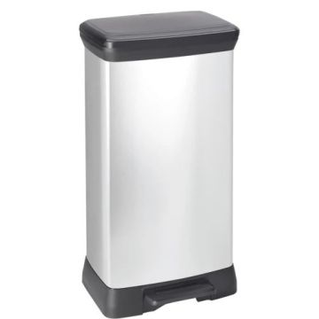 Pedaalemmer Decobin zilver/zwart 50 liter