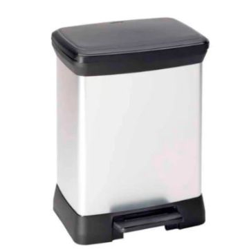 Pedaalemmer Decobin zilver/zwart 30 liter