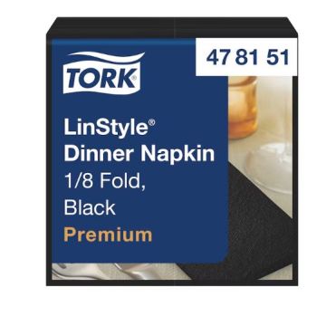 Tork Dinnerservet Linstyle premium 1/8 vouw 1-laags zwart -  12 x 50 stuks