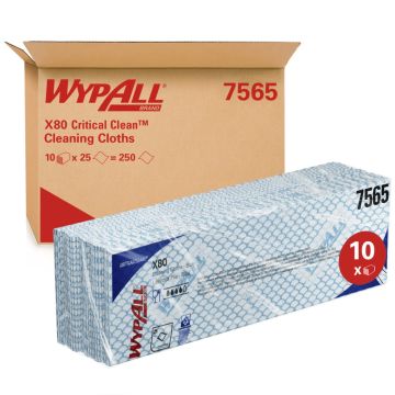 Wypall Poetsdoek X80 Critical Clean 1-laags blauw 10 x 25 vellen