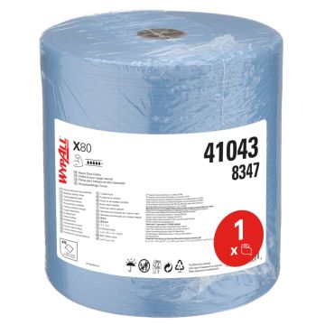 Wypall Poetsrol X80 1-laags blauw 475 vellen