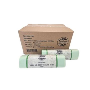 Bio Composteerbare zak 120 liter - 70 x 110 cm - 15 x 10 stuks