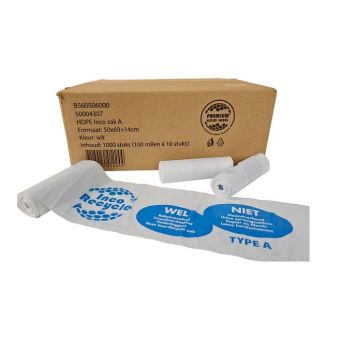 Incozak HDPE T20 50 x 60 cm type A wit 10 x 100 stuks