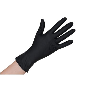 Handschoen nitriel ongepoederd zwart premium Onyx plus 100 stuks - Maat L